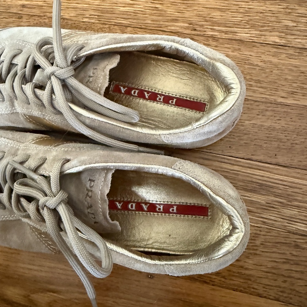 Prada 3E 4744 Beige Suede Low-Top Trainers Vintage Late 90s/Early 2000s - Picture 6 of 7